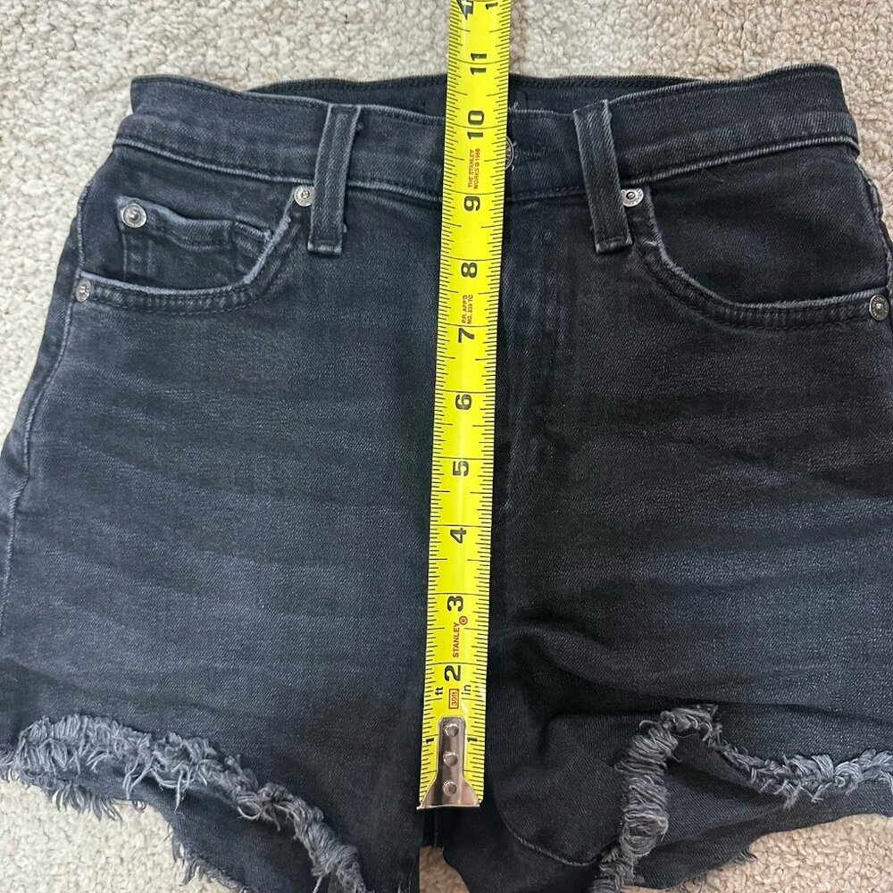 7 For All Mankind Shorts Women’s 23 Black Gray Cutoff Jean Shorts Raw Hem - Picture 6 of 11